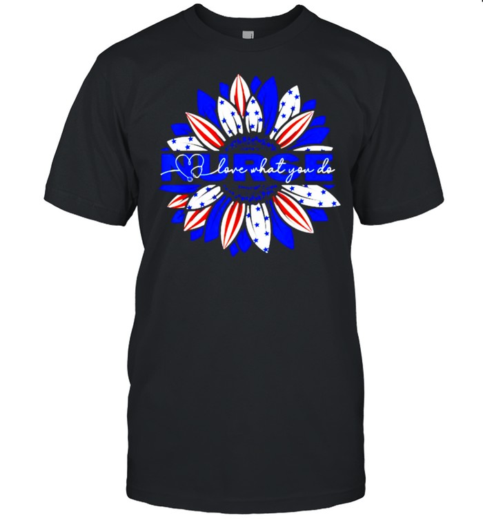 Nurses American Flag Sunflowers Happy 4th of July Day T-Shirt