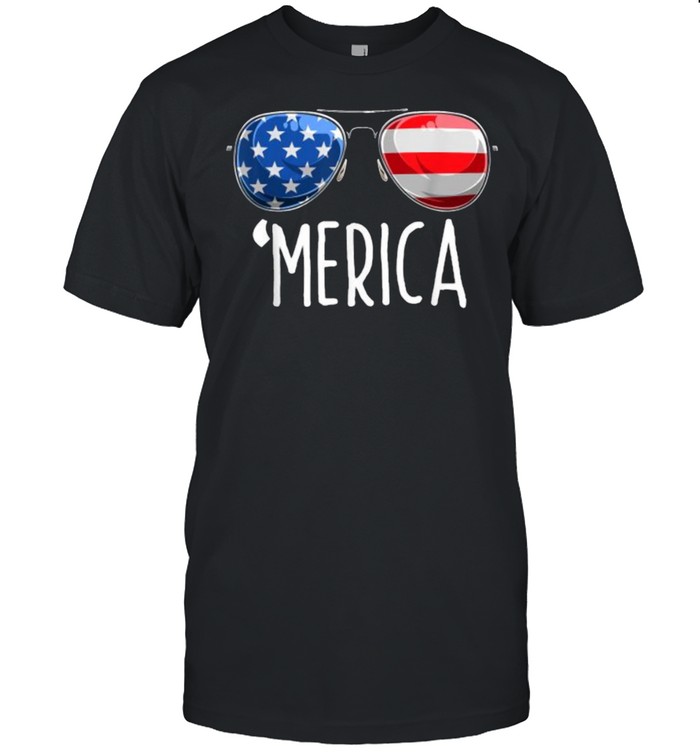 Merica Sunglasses American Flag T-Shirt