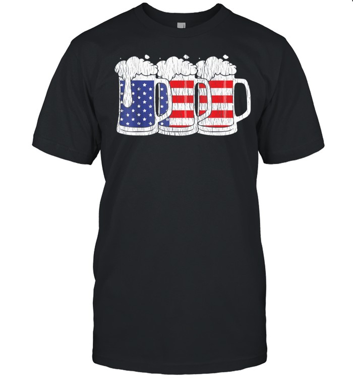 Retro Beer Lover Patriotic US Flag 4th Of July Drinking shirt