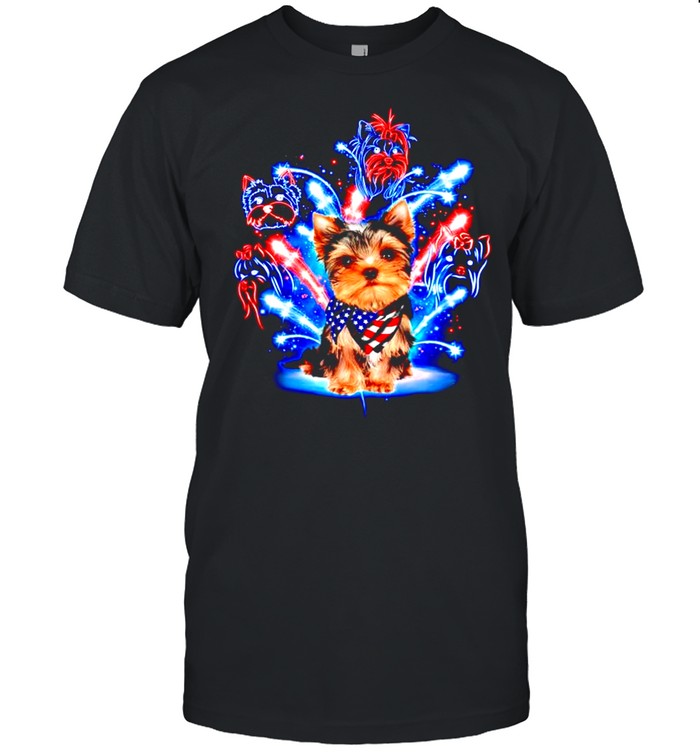 Yorkshire Terrier firework 4th of July shirt