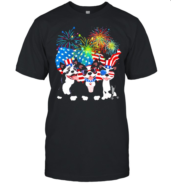 Boston Terrier Independence Day Firework American Flag Classic Men's T-shirt