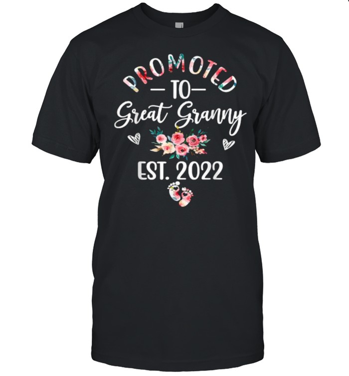 Promoted To Great Granny EST 2022 Flower T-Shirt