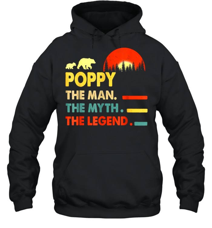 Poppy The Man The Myth The Legend Daddy Bear Vintage Sunset T- Unisex Hoodie