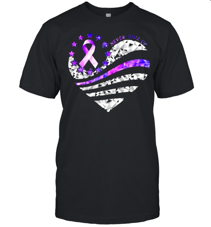 Never Give Up Breast Cancer Awareness Heart  Classic Men's T-shirt