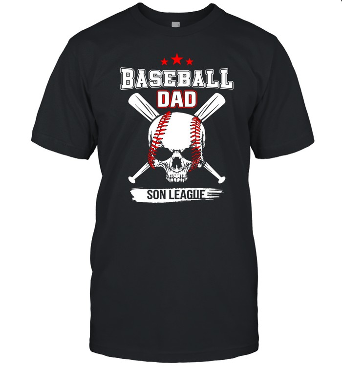 Skull baseball dad son league American flag shirt