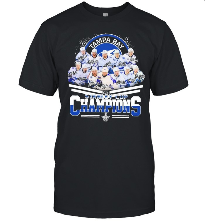 Tampa Bay Lightning 2021 Stanley Cup champion signatures shirt