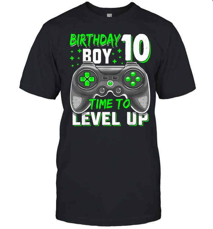 10th Birthday Boy Ten Yrs Old Level 10 Unlocked Video Gamer shirt