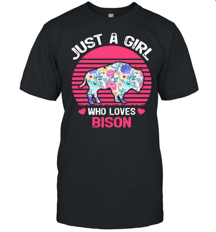 Just A Girl Who Loves Bison Vintage Retro T-shirt
