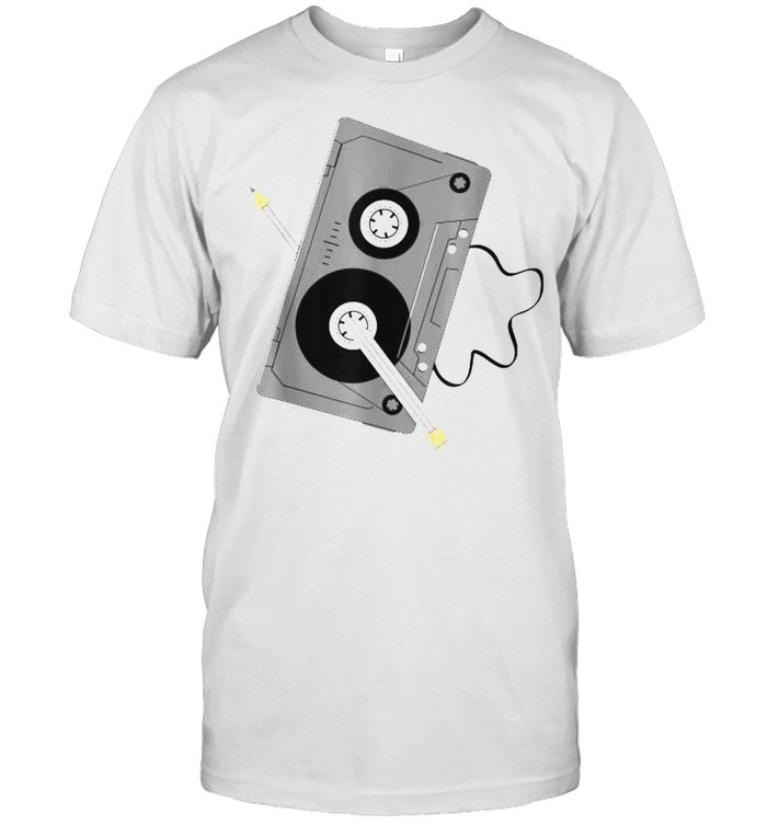 Vintage Music 80s 90s A Cassette Tape With Pencil Winding Up  Classic Men's T-shirt
