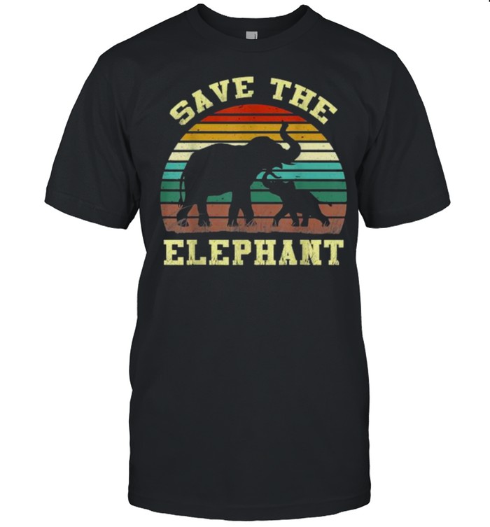 Retro Save The Elephants Animal Lover Vintage Elephant Shirt