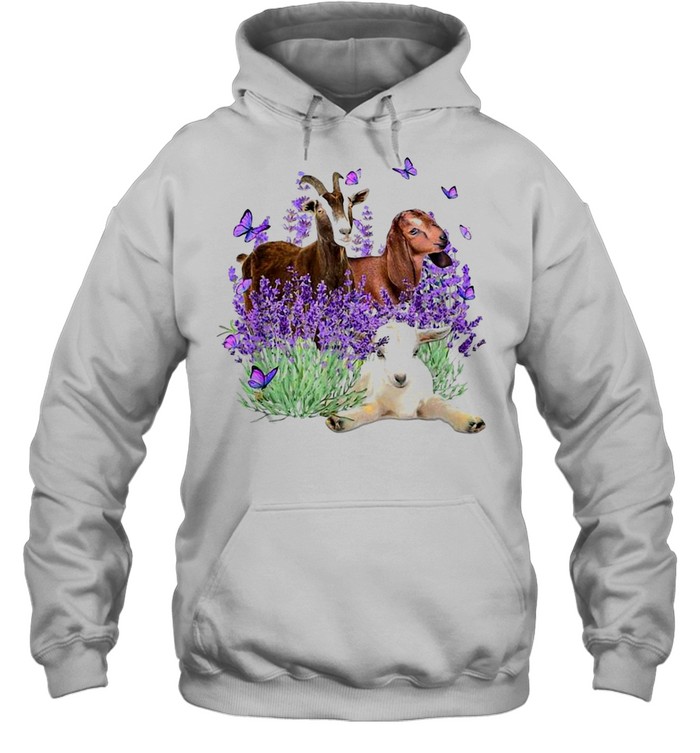 Goat Lavender Flower Goat T-shirt Unisex Hoodie