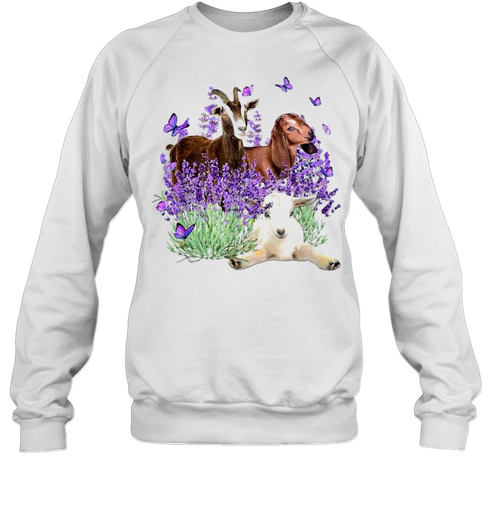 Goat Lavender Flower Goat T-shirt Unisex Sweatshirt