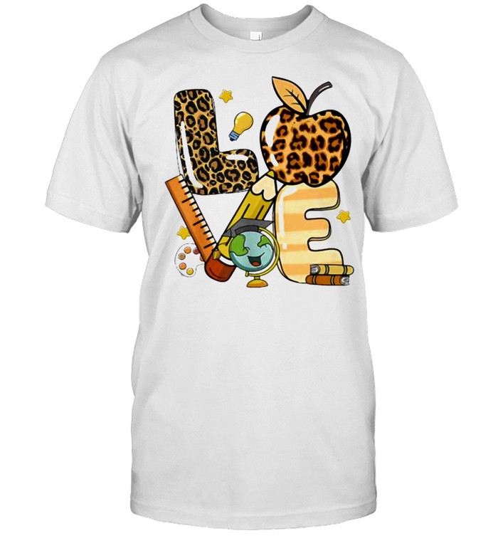 Love Back To School Apple Leopard Shirt