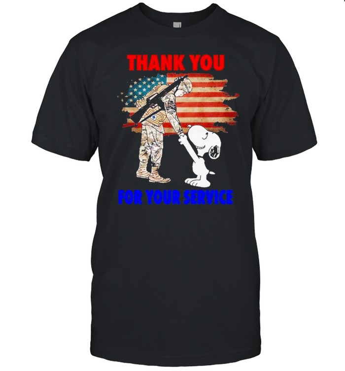 Veteran and Snoopy thank you for your Service American flag shirt