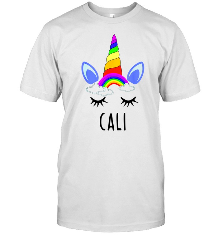 Cali Rainbow Unicorn Personalized Girl's First Name shirt