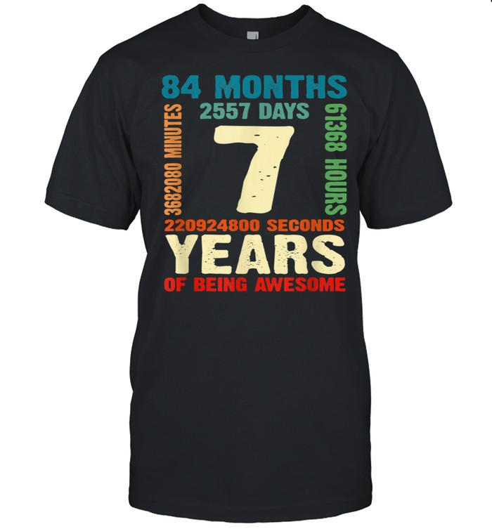 7 Years Old 7th Birthday Boy Girl Awesome Bday Outfit shirt