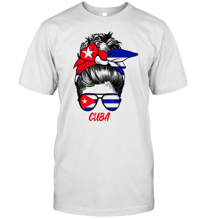 Cuban Girl Cuba Flag Turban Proud Messy Bun shirt Classic Men's T-shirt