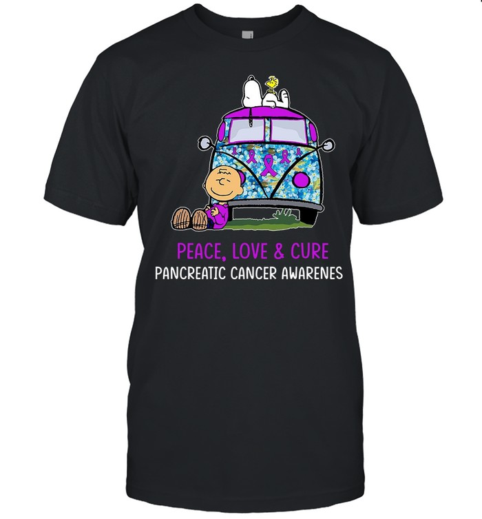 Peace love and cure pancreatic cancer awareness shirt