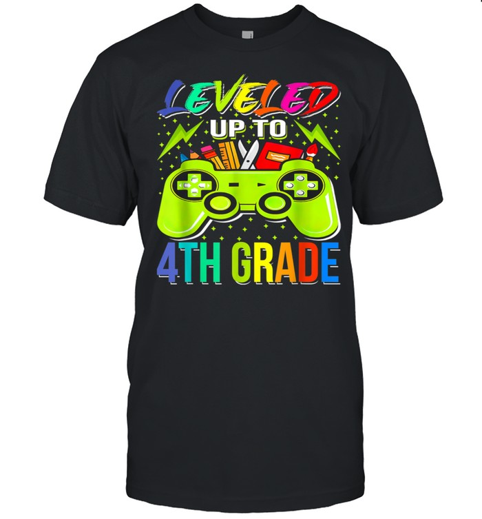 Leveled Up To 4th Grade Gamer Back To School First Day shirt