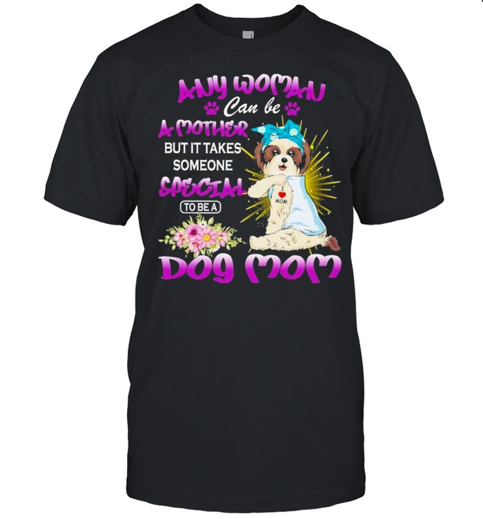 Lhasa Apso Any Woman can be a Mother but it takes someone Special to be a Dog Mom purple shirt