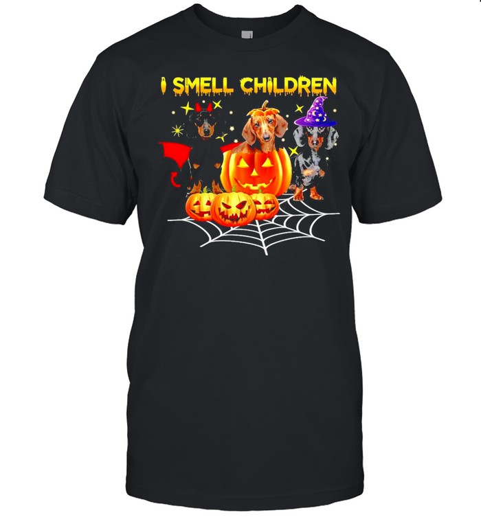 Dachshund Witch I Smell Children Halloween T-shirt