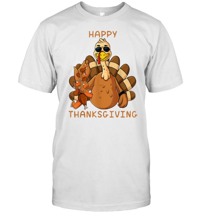 Happy Thanksgiving Turkey Throwing Food T-Shirt