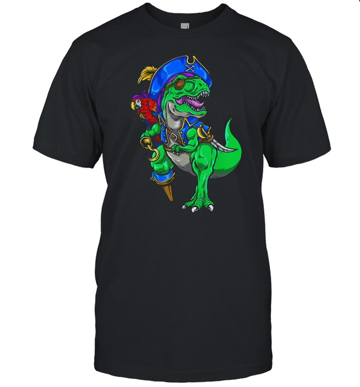 Dinosaur T Rex Pirate Jolly Roger Halloween Costume Shirt