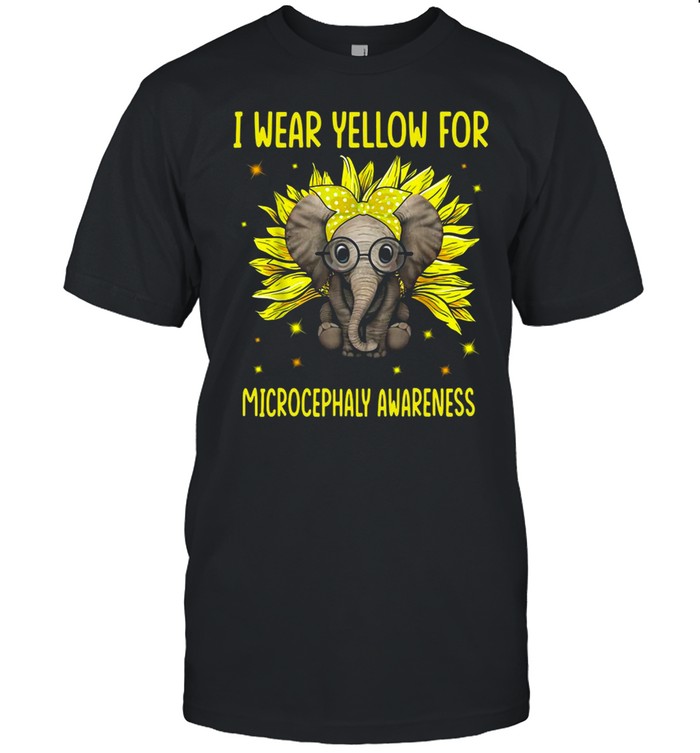 Elephant Sunflower I Wear For Yellow Microcephaly Awareness T-shirt