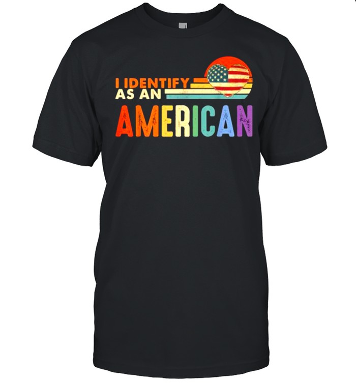 I Identify As An American Heart Usa Flag Vintage T-Shirt