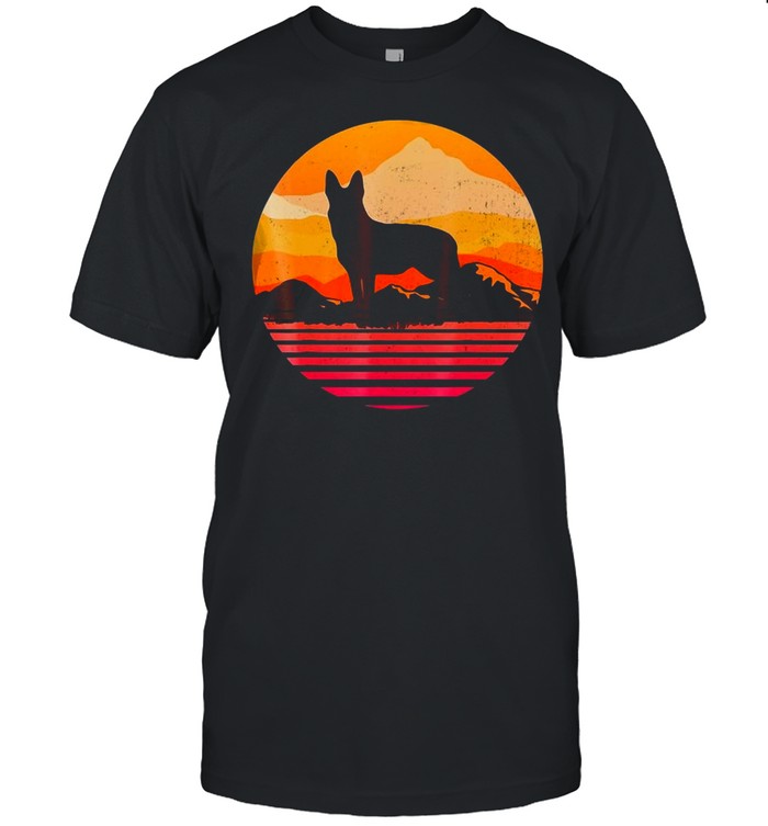 Dog German Shepherd Silhouette With Sun Mountain Vintage T-shirt Classic Men's T-shirt Dog German Shepherd Silhouette With Sun Mountain Vintage T-shirt Classic Men's T-shirt