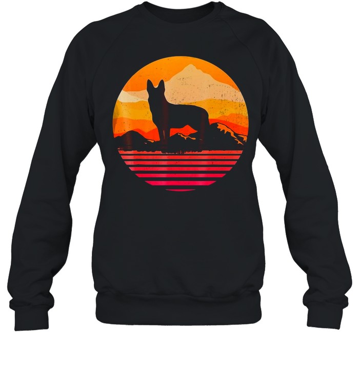 Dog German Shepherd Silhouette With Sun Mountain Vintage T-shirt Unisex Sweatshirt