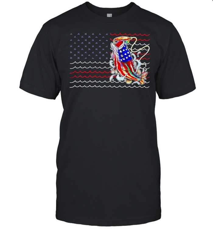 Fishing 4th of july collection american flag shirt