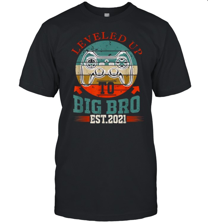 Leveled Up To Big Bro EST. 2021 – Vintage T-Shirt