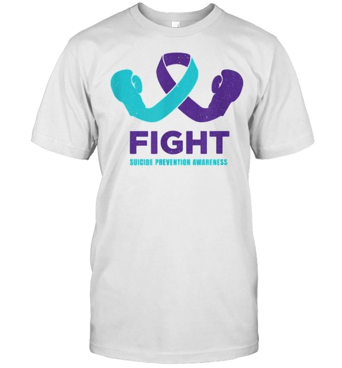 Fight Suicide Prevention Awareness Purple and Teal ribbon T-Shirt