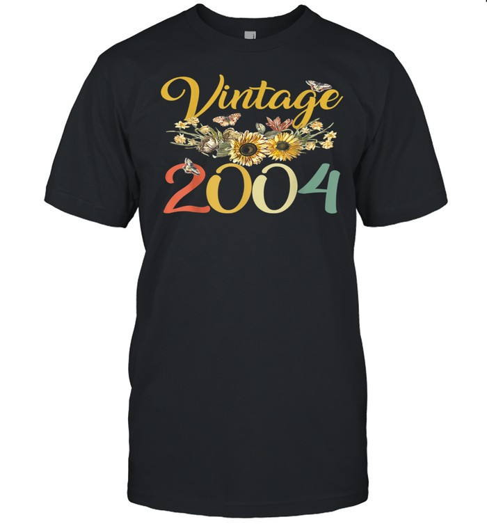 Vintage 2004 Sunflower 18th Birthday Awesome Since 2004 shirt