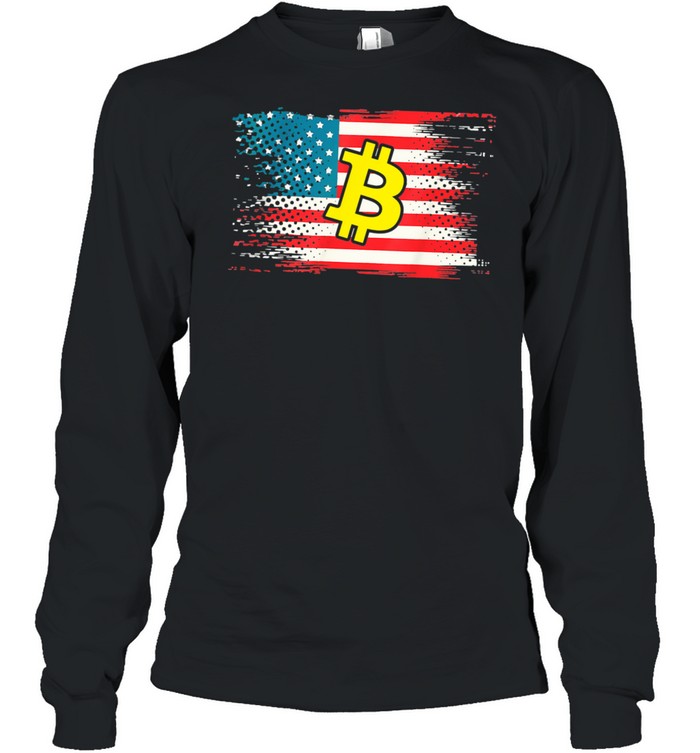Btc Bitcoin USA Flag shirt Long Sleeved T-shirt