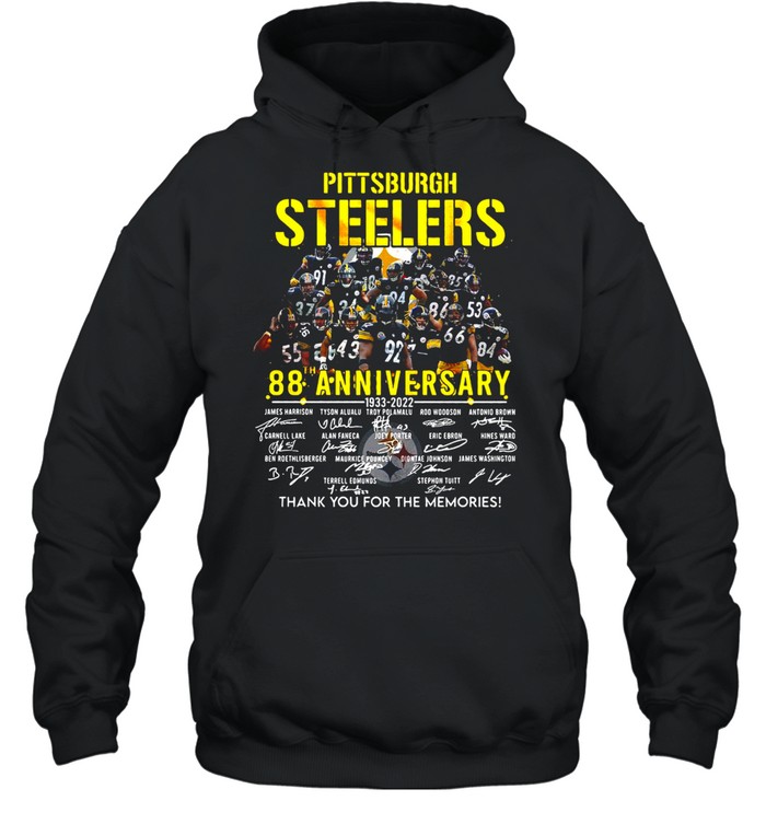 Pittsburgh Steelers 88th Anniversary 1933-2022 Signature Thank You For The Memories T-shirt Unisex Hoodie