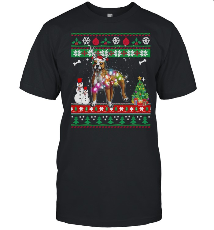 Staffordshire Terrier Christmas Lights Xmas Dog shirt Classic Men's T-shirt