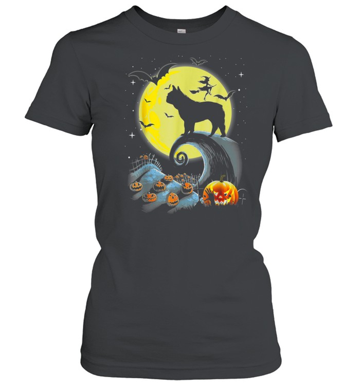 French Bulldog Dog And Moon Halloween Costume shirt Classic Women's T-shirt