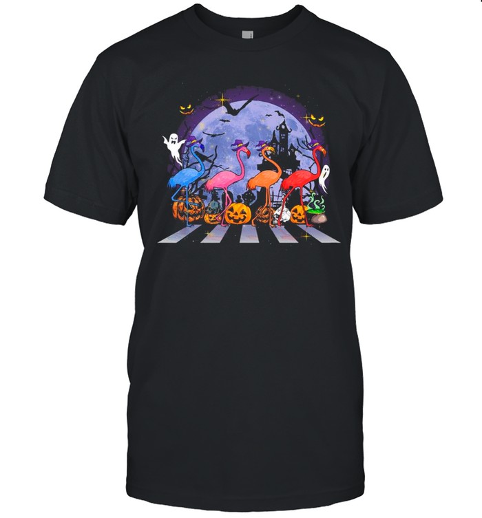 Flamingo Witch Abbey Road Happy Halloween 2021 Shirt