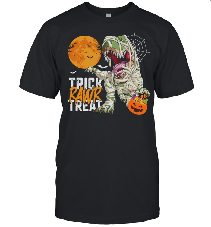 Halloween Trick Rawr Treat T Rex Dinosaur Mummy Boys Shirt