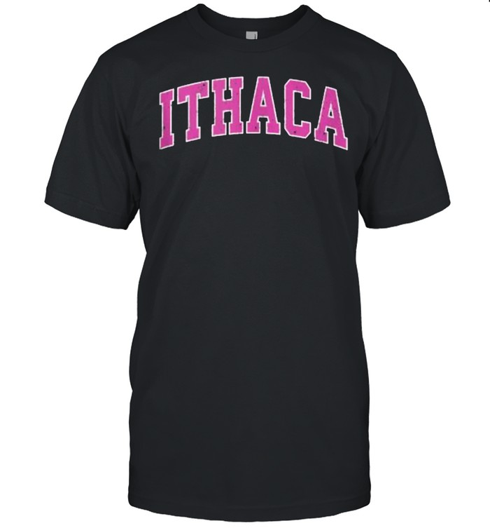Ithaca New York Ny Vintage Sports Design Pink T-Shirt