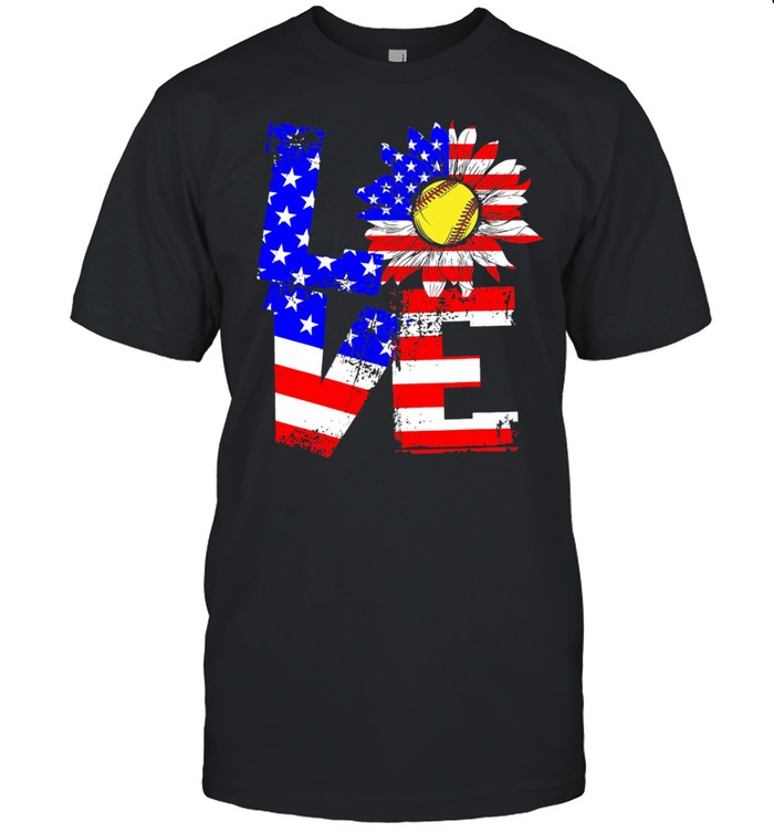 Love Sunflower Baseball American flag shirt