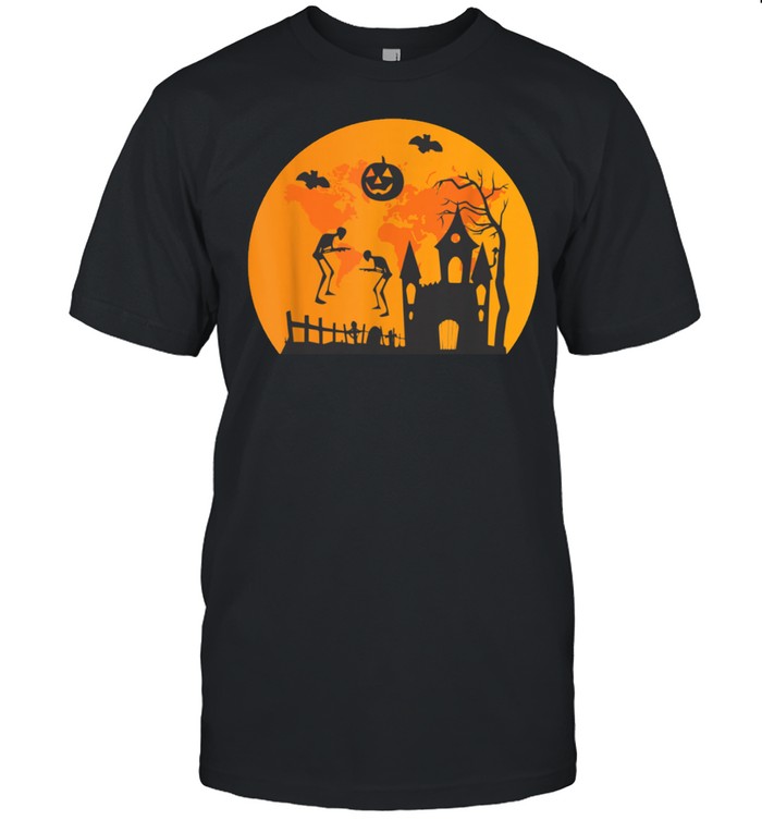 Scary Halloween With Moving Skeletons And Mysterious Castles Shirt
