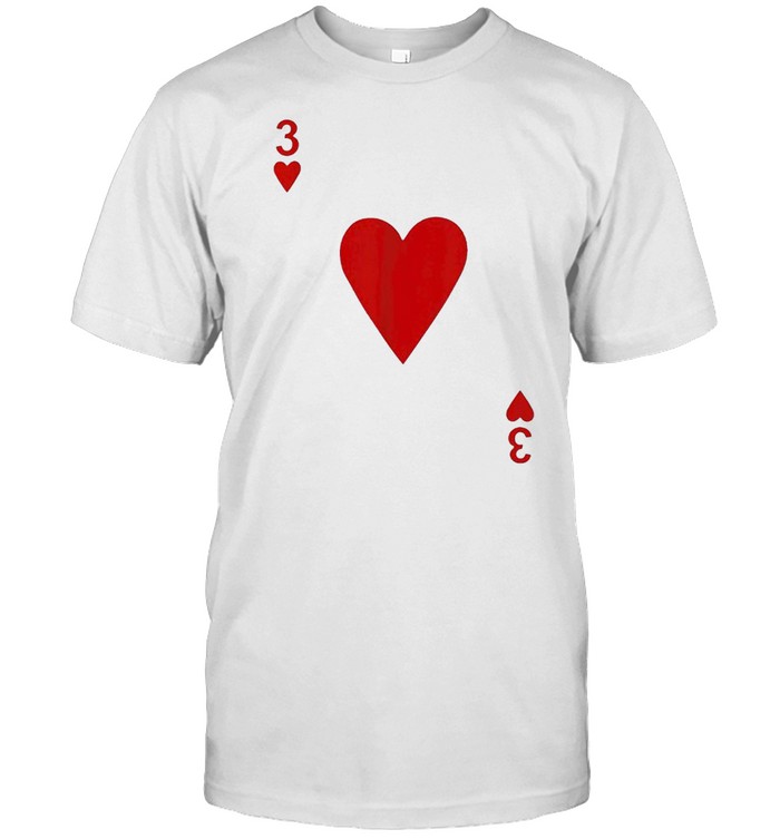 Three Of Hearts Blackjack Playing Cards Shirt