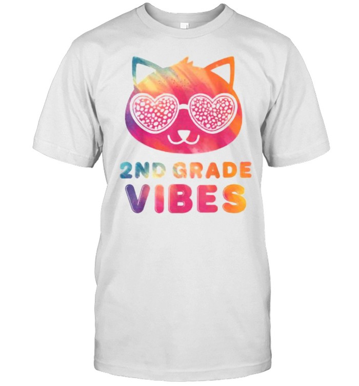 2Nd Grade Vibes Colorful Cat Kitty Girl Leopard Eyes T-Shirt