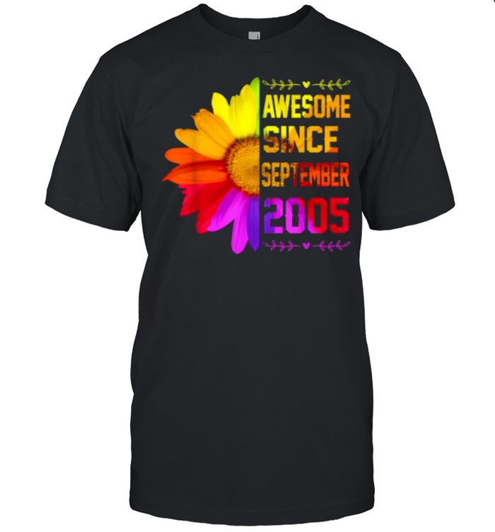 awesome Since September 2005 16 Year Old Sunflower T-Shirt