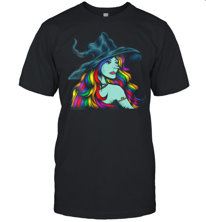 Beautiful Witch LGBT Gay Rainbow Flag Pride Hair Halloween shirt
