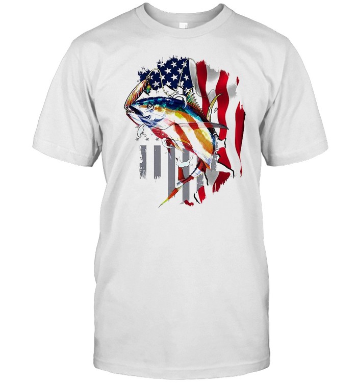 Tuna Fishing American Flag Custom Performance Shirts