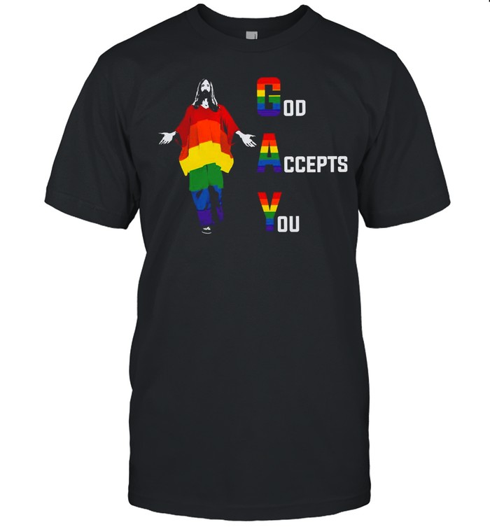 Lgbt Pride God Accepts You Jesus Rainbow T-Shirt